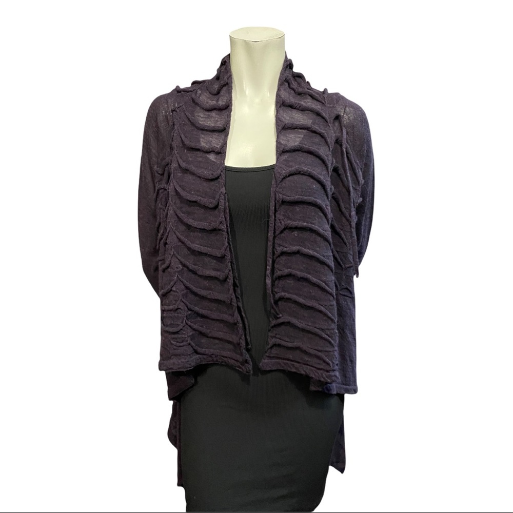 Sarah Pacini Eggplant Alpaca Blend Tie Closure Cardigan